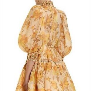 $1750 ZIMMERMANN runway Tempo Rouleau Belted Linen & Silk Mini Dress 3